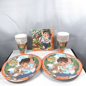 Rare Lot Go Diego Go Set 16 Napkins / 16 Cups / 16 Plates / New / Sealed